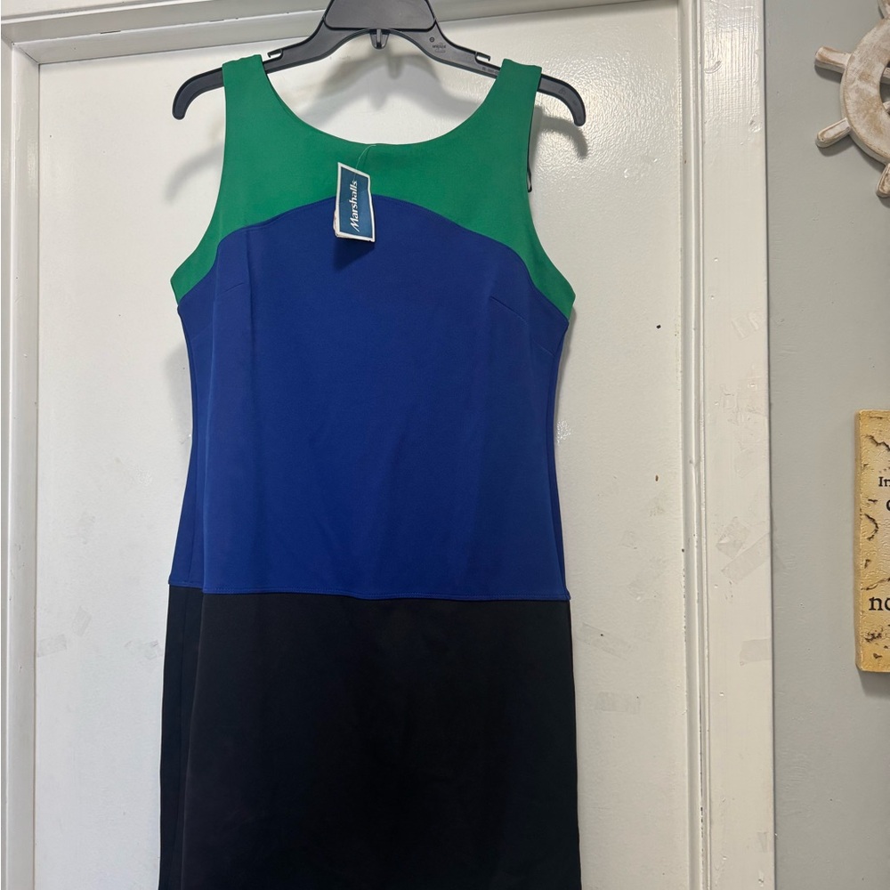 Old Navy Colorblock Midi Dress - Green, Blue, Black